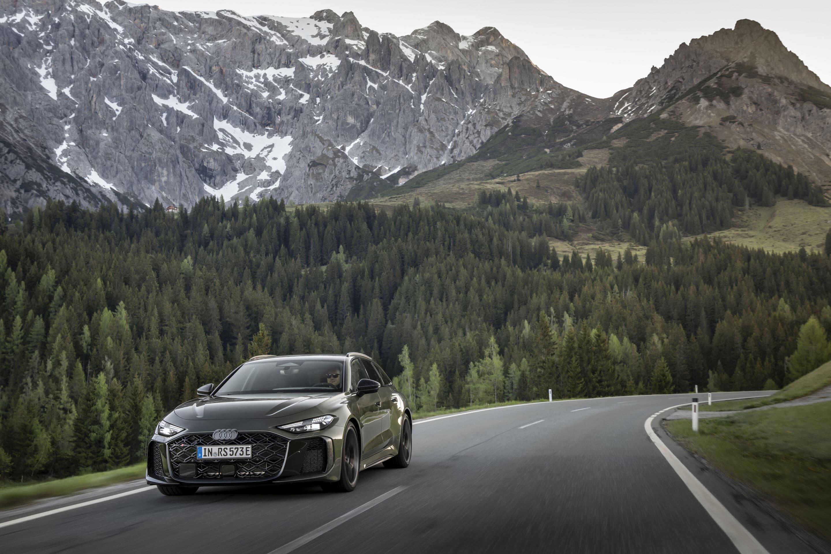 RS 5 Avant flowing through an alpine pass. The Avant body is the visceral pick of the lineup — but it's not coming to the US.